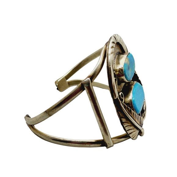 Vintage Navajo Turquoise & Silver tone Cuff Bracelet (A1356)